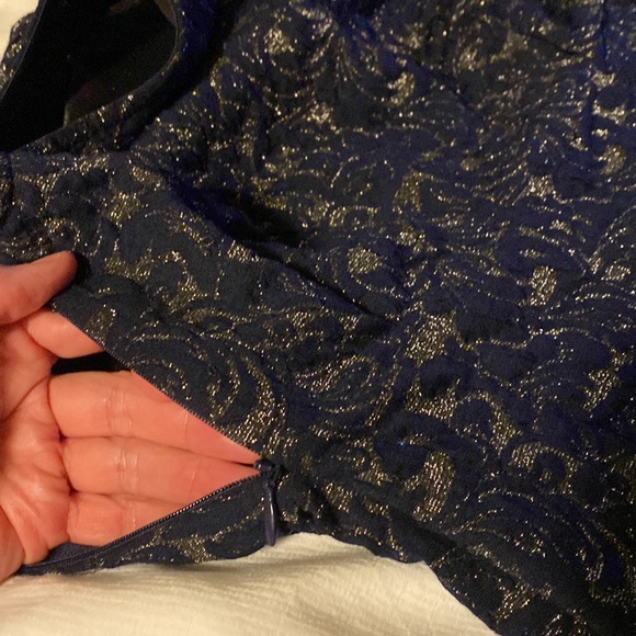 NWT flared L Eva Franco sleeveless blouse in navy and silver. - Picture 7 of 8